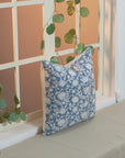 Block Printed Floral Thick Cotton White Throw Pillow Cover - Aradhana