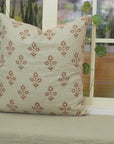 Block Printed Leaf Pattern Pure Linen Throw Cushion Cases - Chameli