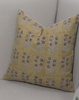 Block Printed Floral Designer Thick Linen Throw Pillow Cover - Inderdhanush