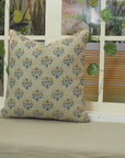 Handmade Floral Green Accent Cushion Cover - Diwali Flower
