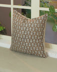 Square Duck Canvas Handblock Floral Printed Cushion Cases - Tulsi Buti
