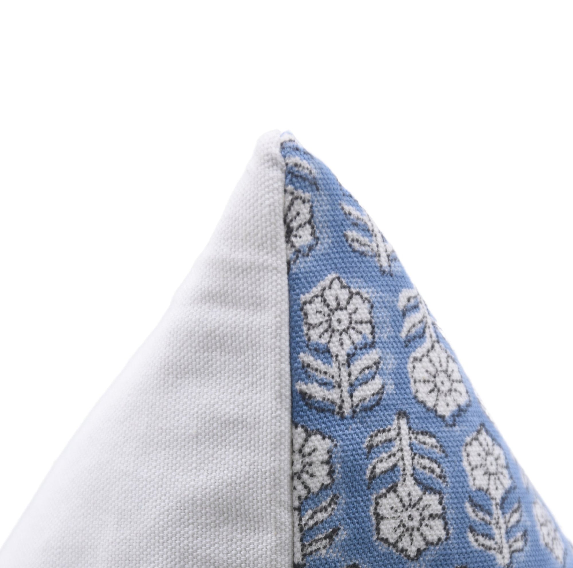 Hand Block Print Thick Cotton White Pillow Cover - TULSI BUTI - Fabdivine