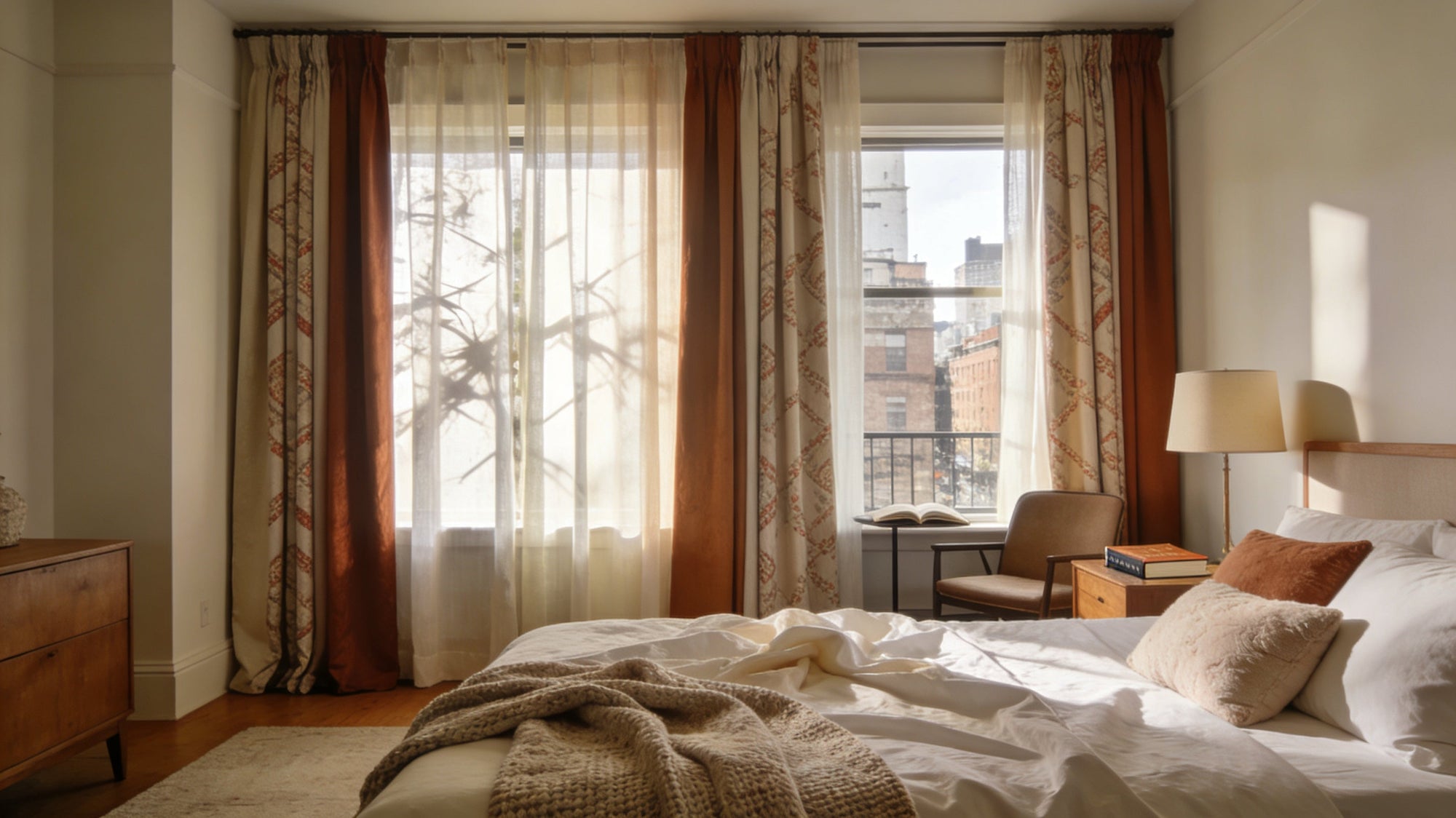 Easy bedroom curtain ideas to hide messy windows