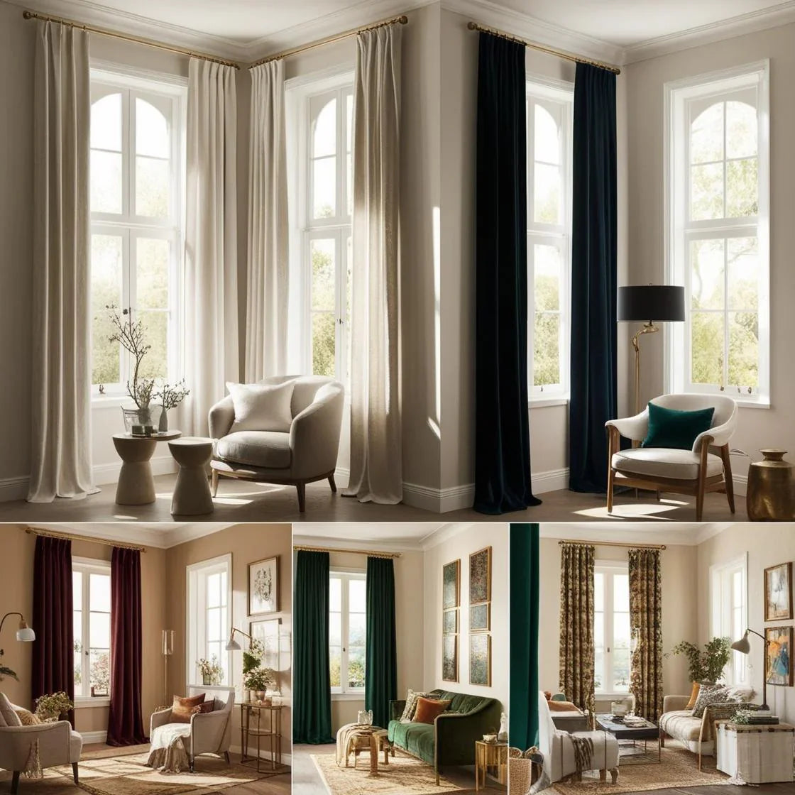 A beautifully styled interior space where curtains are the focal point, acting like the eyelashes of the room.