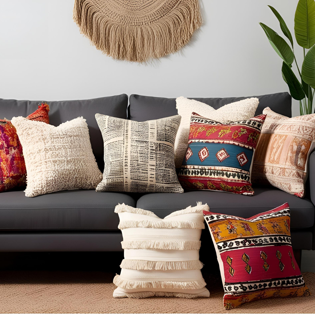 a handmade art form, block printing makes this grey and red pillow cover unique. Every order is custom-made, beginning with the creation of natural dyes.