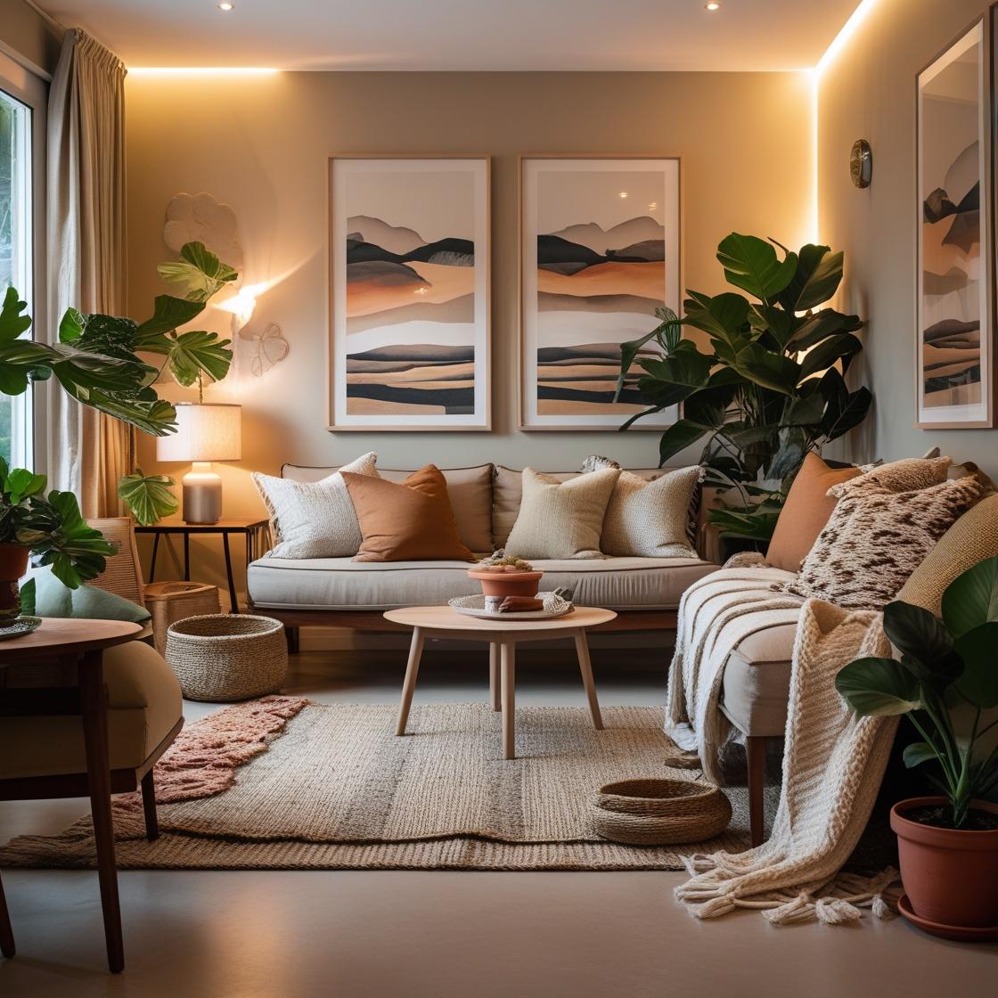 A cozy, stylish home interior showing a cohesive and harmonious design flow.
