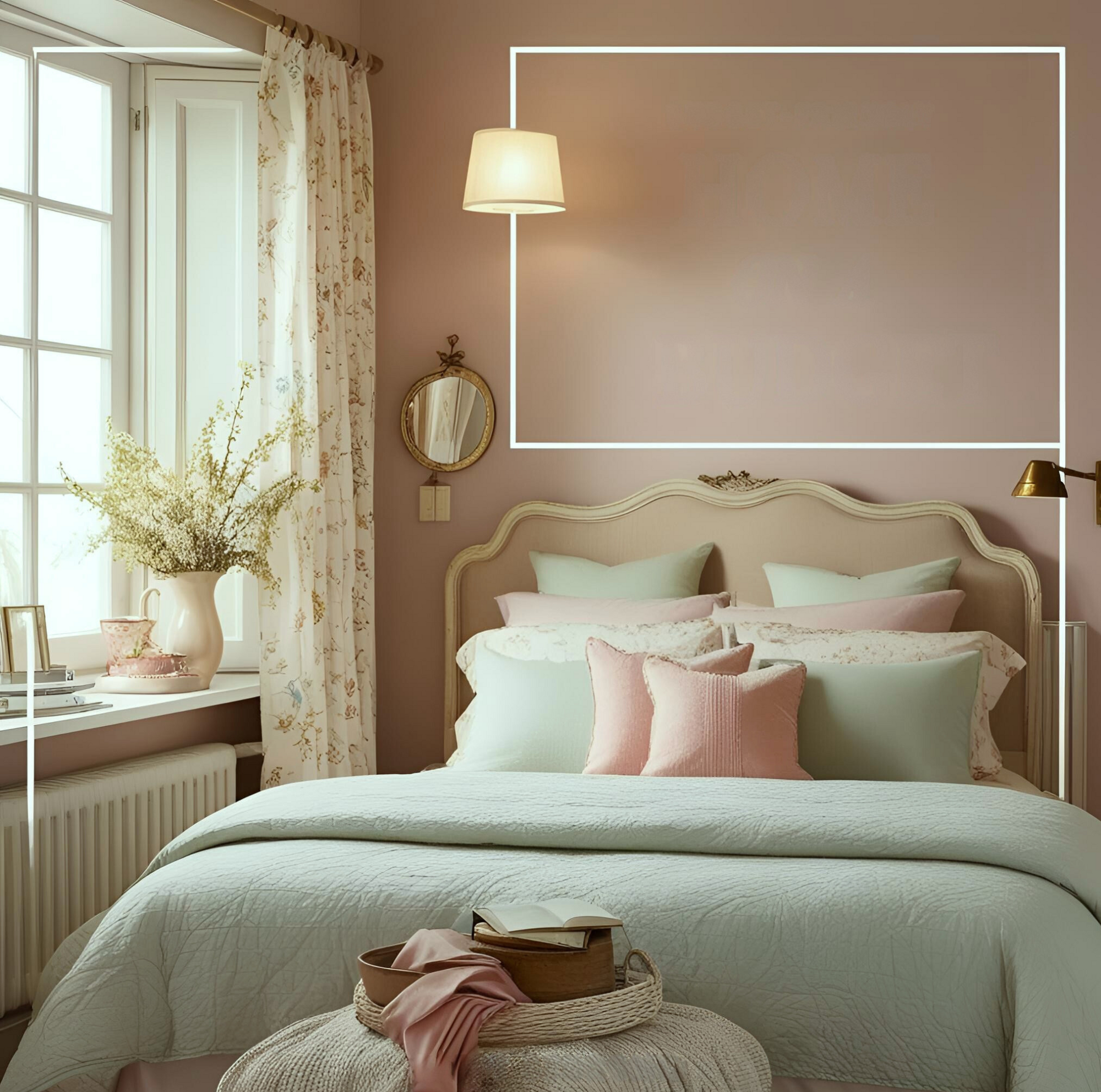 Bedroom decor with handmade DIY pieces that look stylish and expensive, all arranged in a warm, inviting room with natural light.