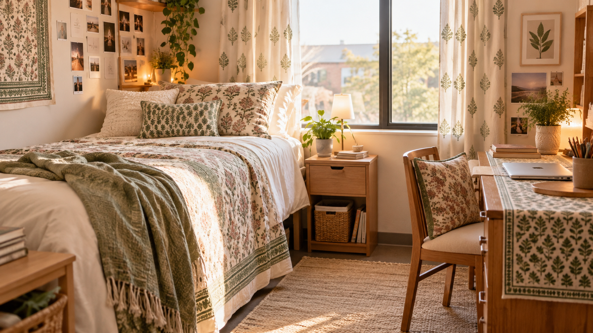 Dorm Room Decor Ideas: Budget Block Print Textiles for a Cozy, Personal Space