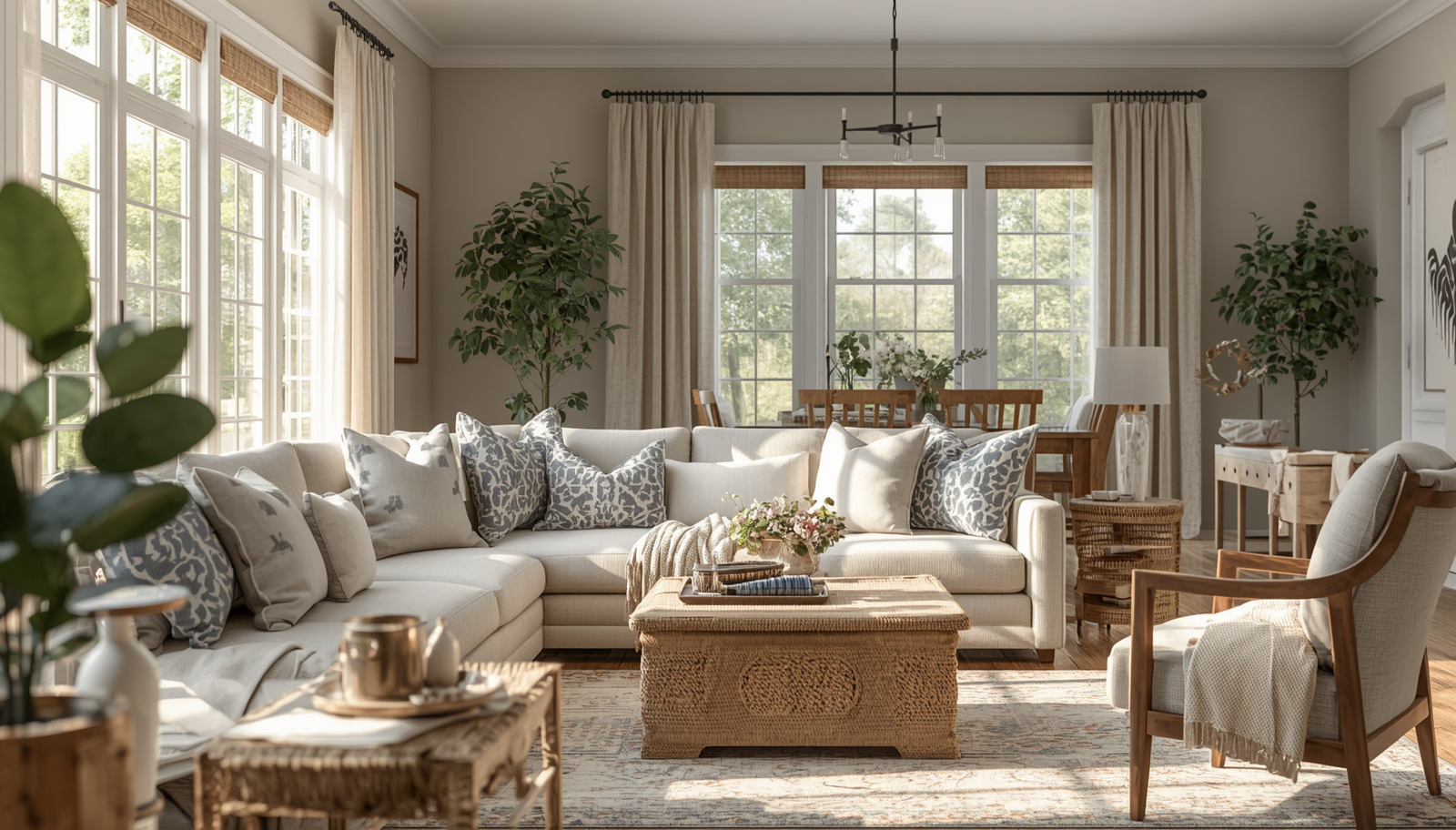 10 Cheap Farmhouse Decor Ideas With Roman Shades For Kitchen And Cozy Sofas