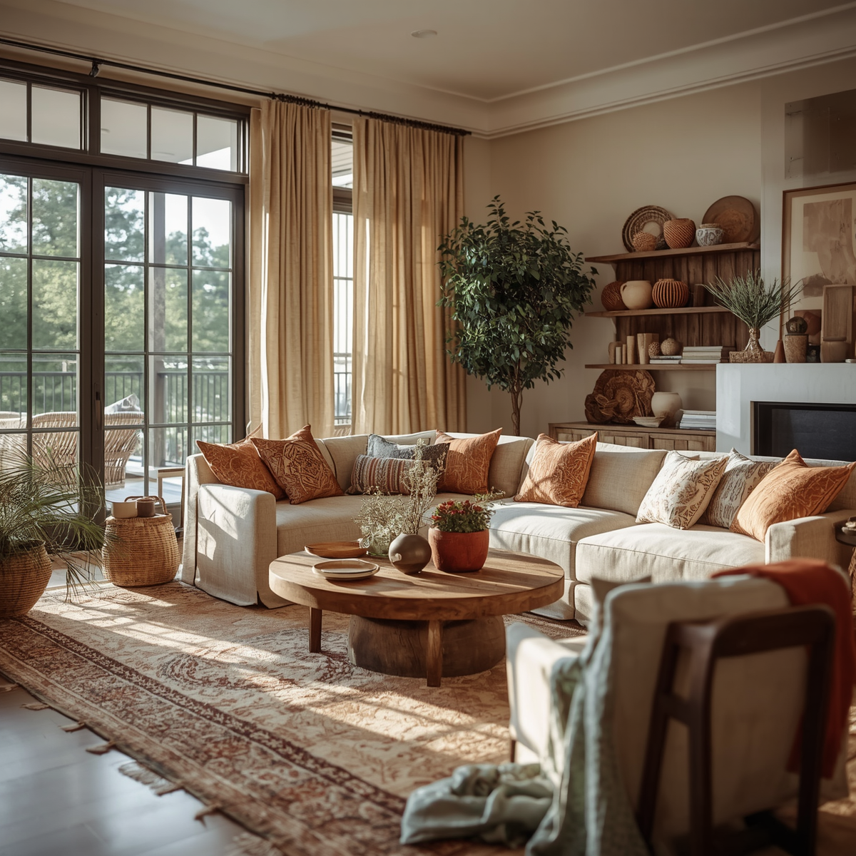Creating a Cozy Bohemian Living Room: Essentials like Block Print Cushion Covers and Luxury Curtains