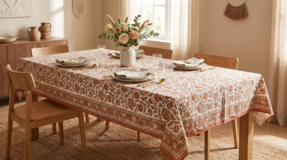 Block Print Tablecloths: The Secret to a Warm, Beautifully Styled Dining Table