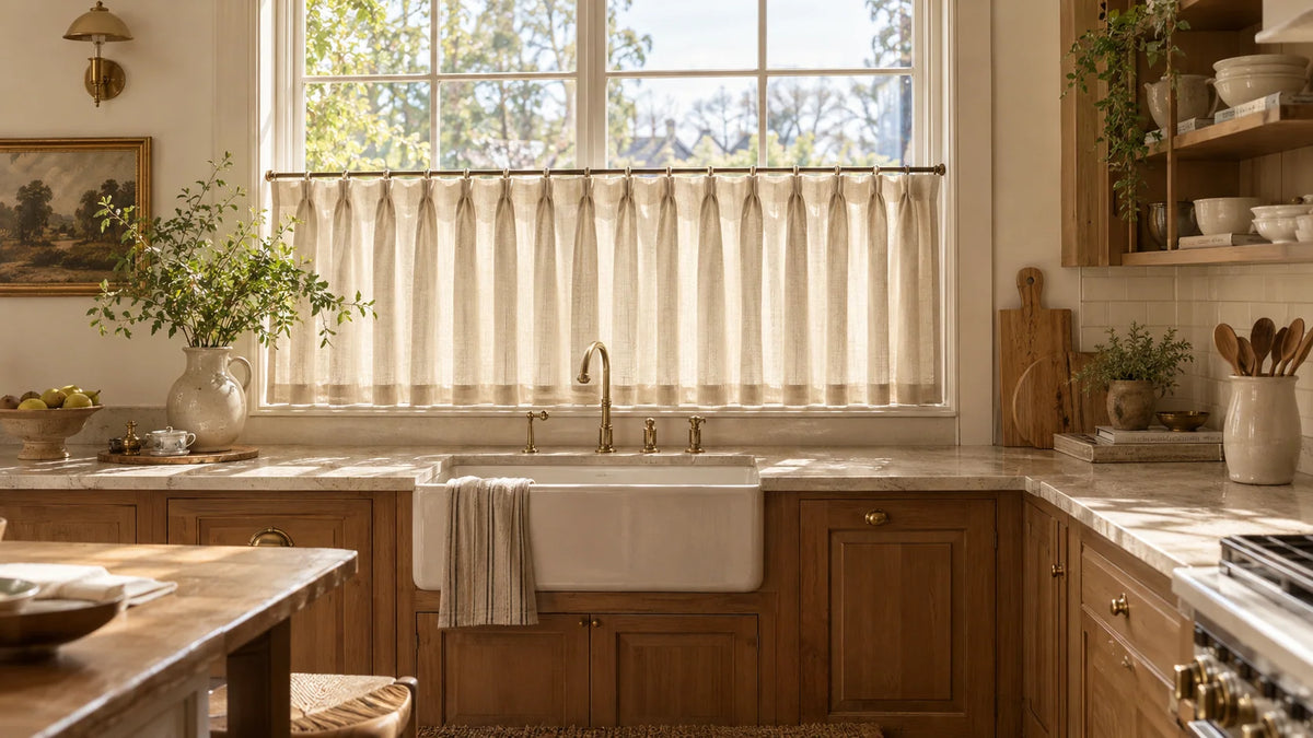 Pinch Pleat Cafe Curtains: The Charming Window Trend That Makes Kitchens Feel Beautifully Finished