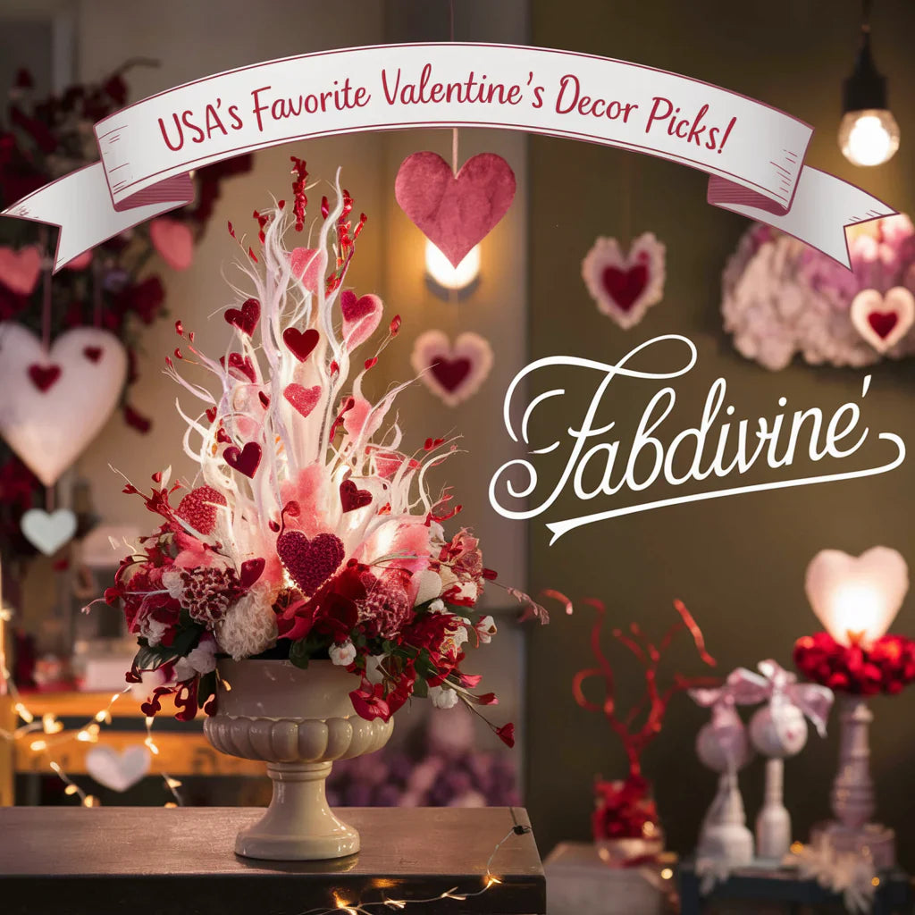 various romantic and whimsical Valentine's decor elements, including hearts, ribbons, and soft lighting. The overall atmosphere is warm, inviting, and perfect for celebrating love during the Valentine's week.