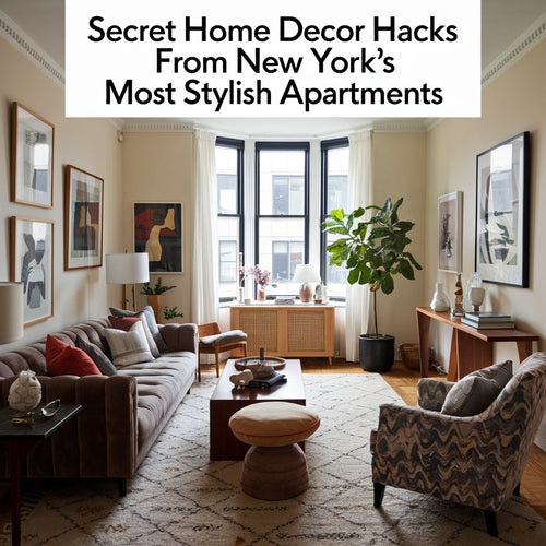 A photo of a stylishly decorated apartment with a cozy living room. There's a plush sofa, a patterned armchair, a coffee table, and a floor lamp. The walls are adorned with artwork