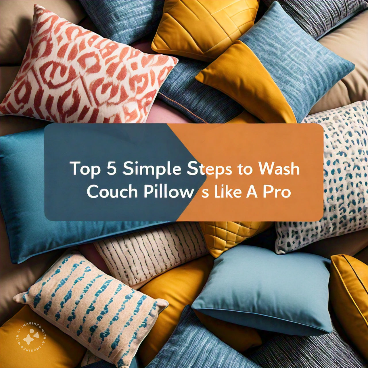 Guide on cleaning stuffed couch pillows and maintaining their fabric without machine washing, including hand washing and spot treatments.