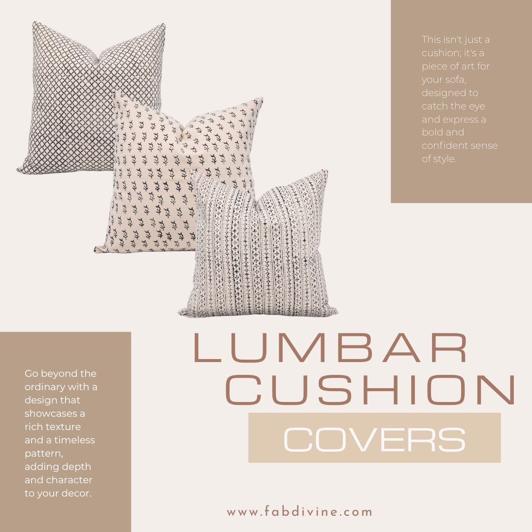 Stylish living room decorated with block print lumbar pillow adding comfort and elegance.