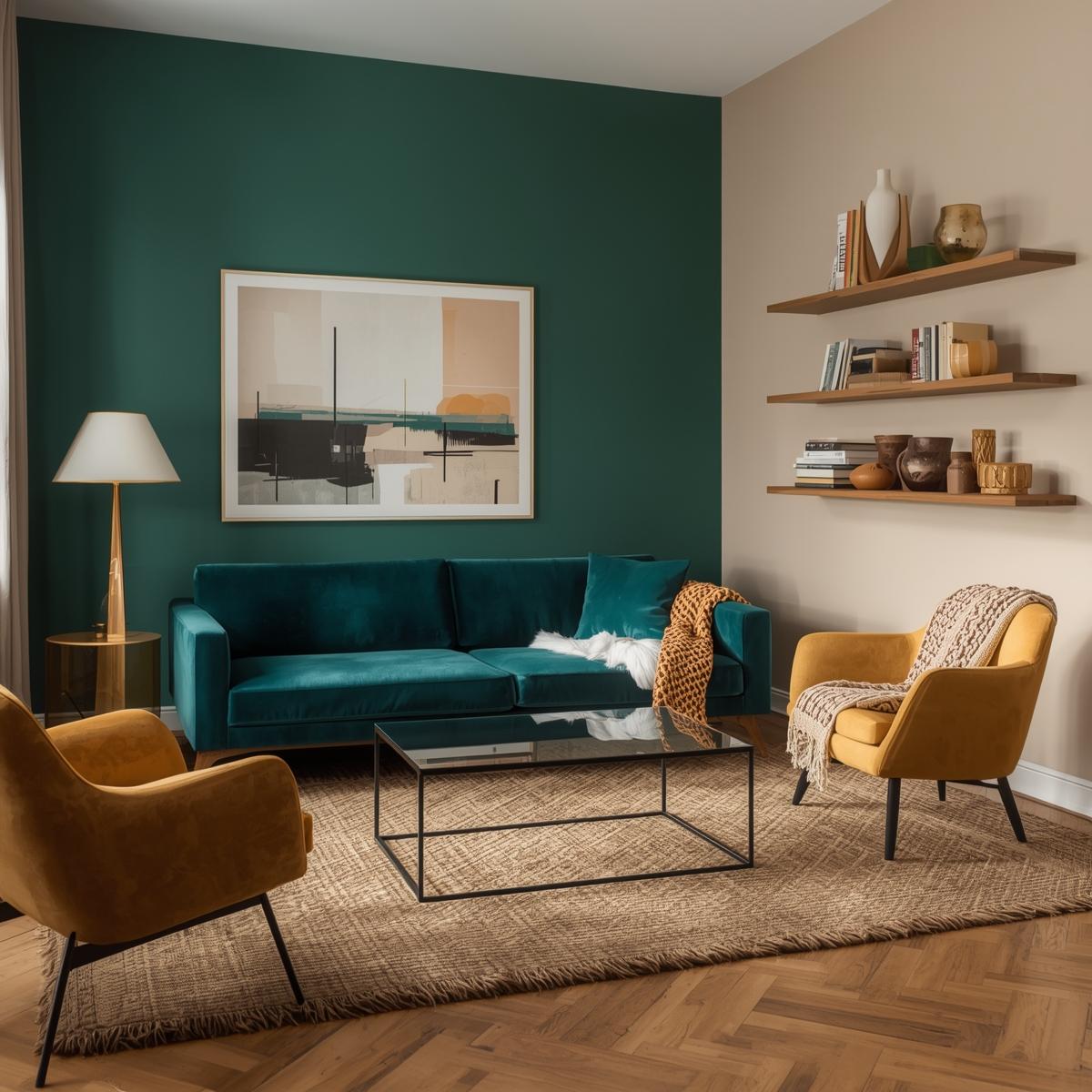Stylish interior with armchair, throw, and books.