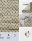 Indian Block Printed Boho Floral Roman Shade in Brown & Gray Pure Linen Window Covering - Diwali Flower