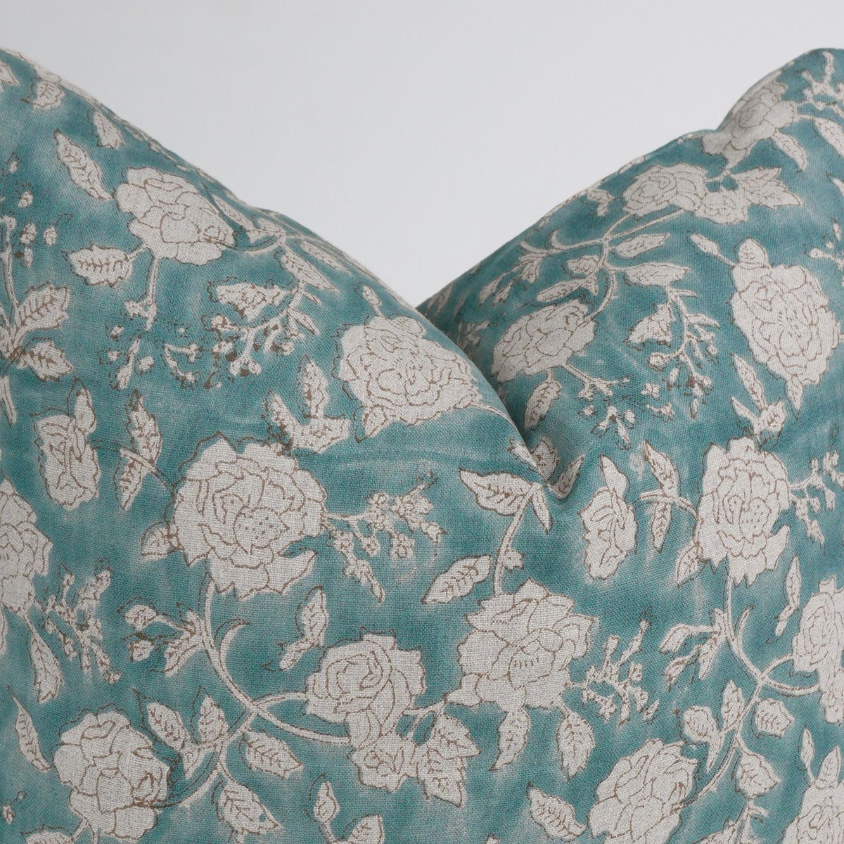 Handcrafted Decor Rameshwaram Teal Linen Pillow Cover
