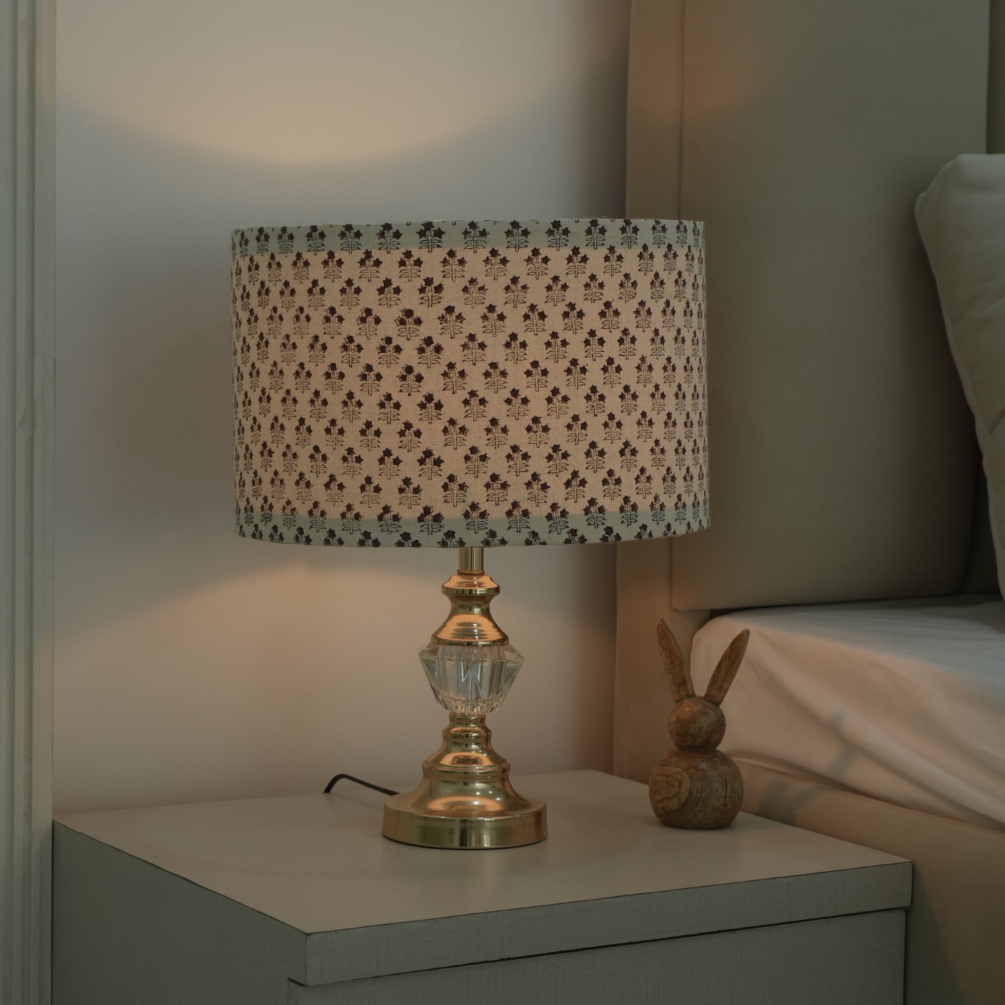 Block Print Duck Canvas Drum Table Lampshade - Keasriya