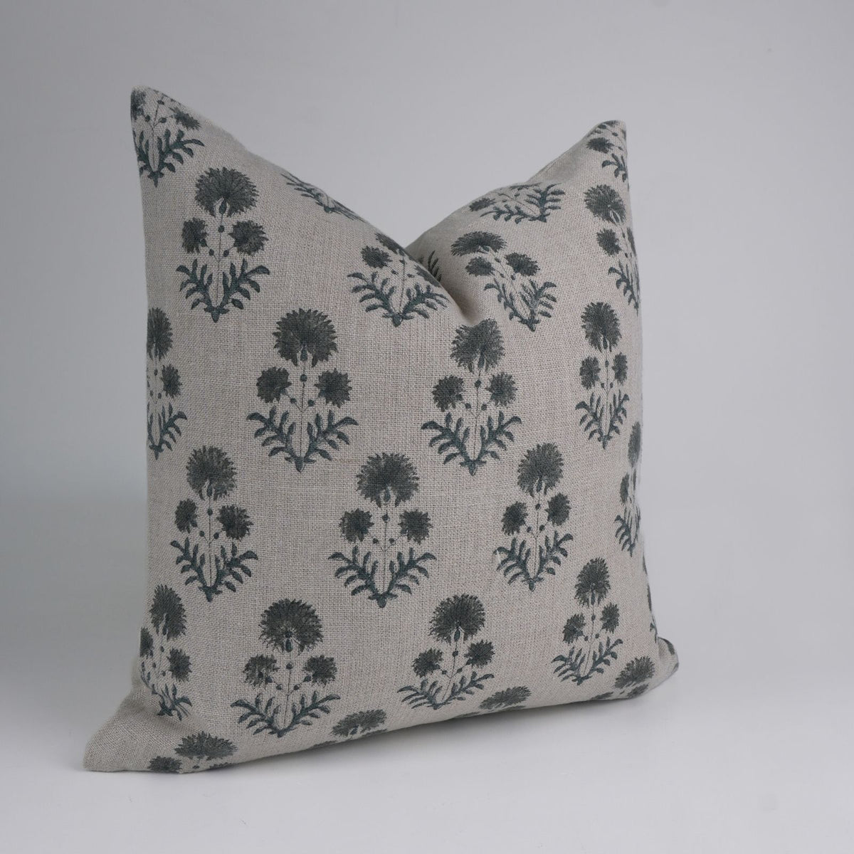 Block Print Decor Rishi Slate Grey Linen Boho Pillow Cover