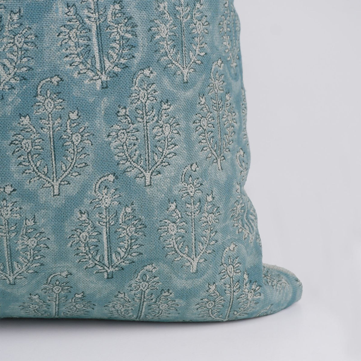 Block Print Neelgagan Blue Throw Cushion Cover