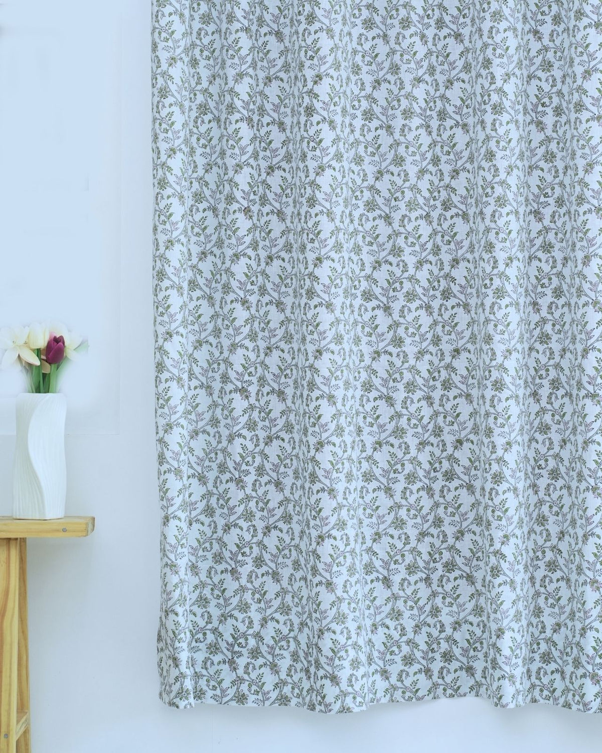 Floral Handcrafted Boho Curtain on Viscose Colored Linen || Varanasi
