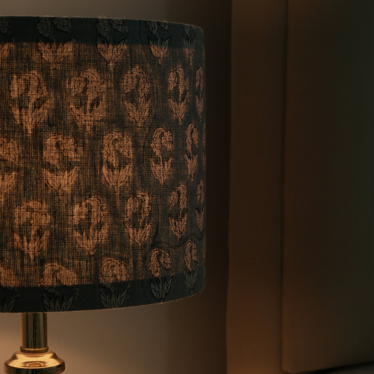 Pure Linen Block Print Bedroom Lampshade - Superstar