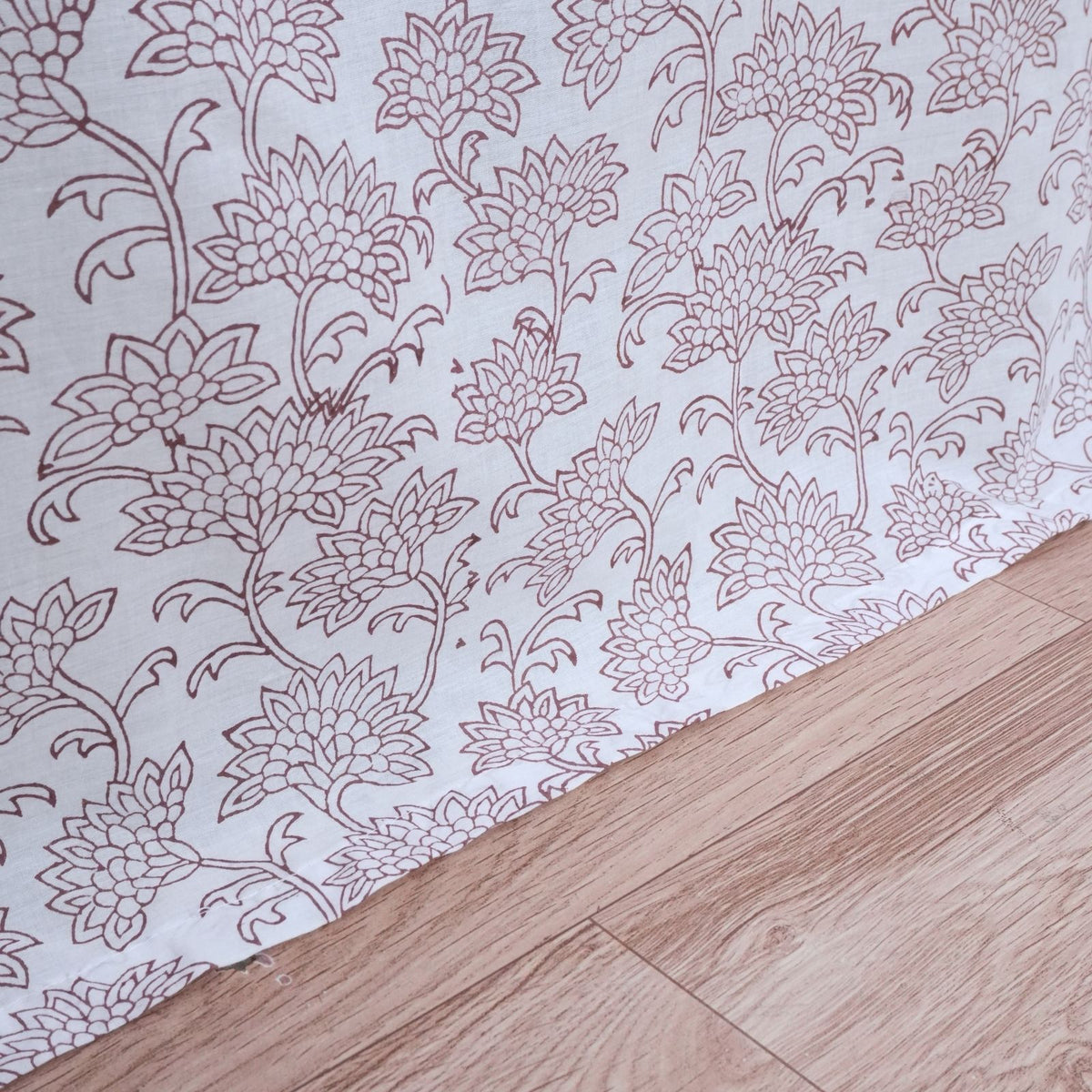 Wooden Block Print 100% Cotton Red Floral Curtain - Rajnigandha