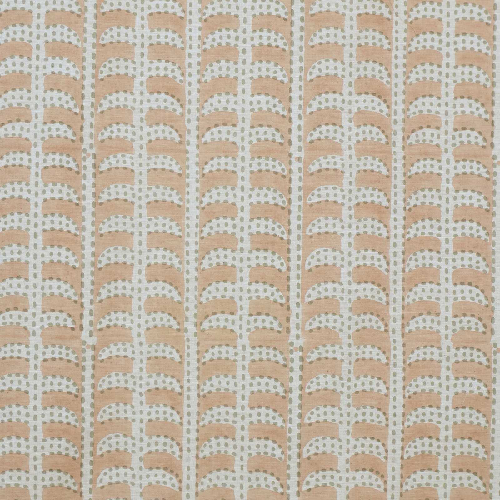 Garud Hand Block Print Tab Top Curtains | Peach Stripe Linen