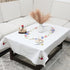 Red Floral Embroidered Cotton Tablecloth | Farmhouse Decor