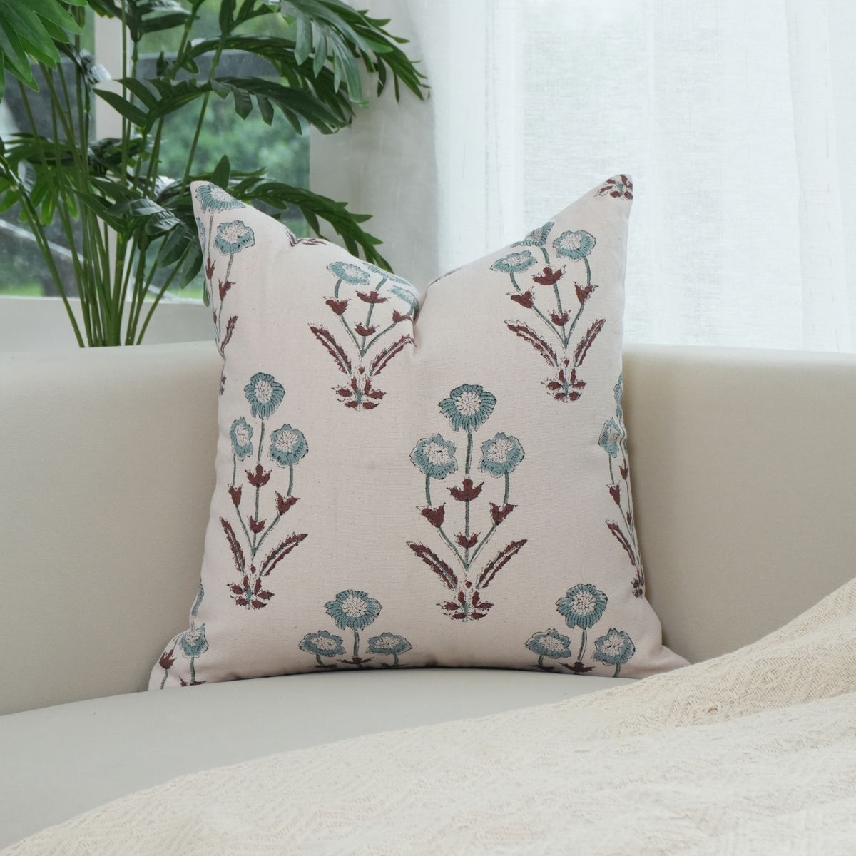 Amitabh Hand Block Print Cushion Cover – Duck Canvas