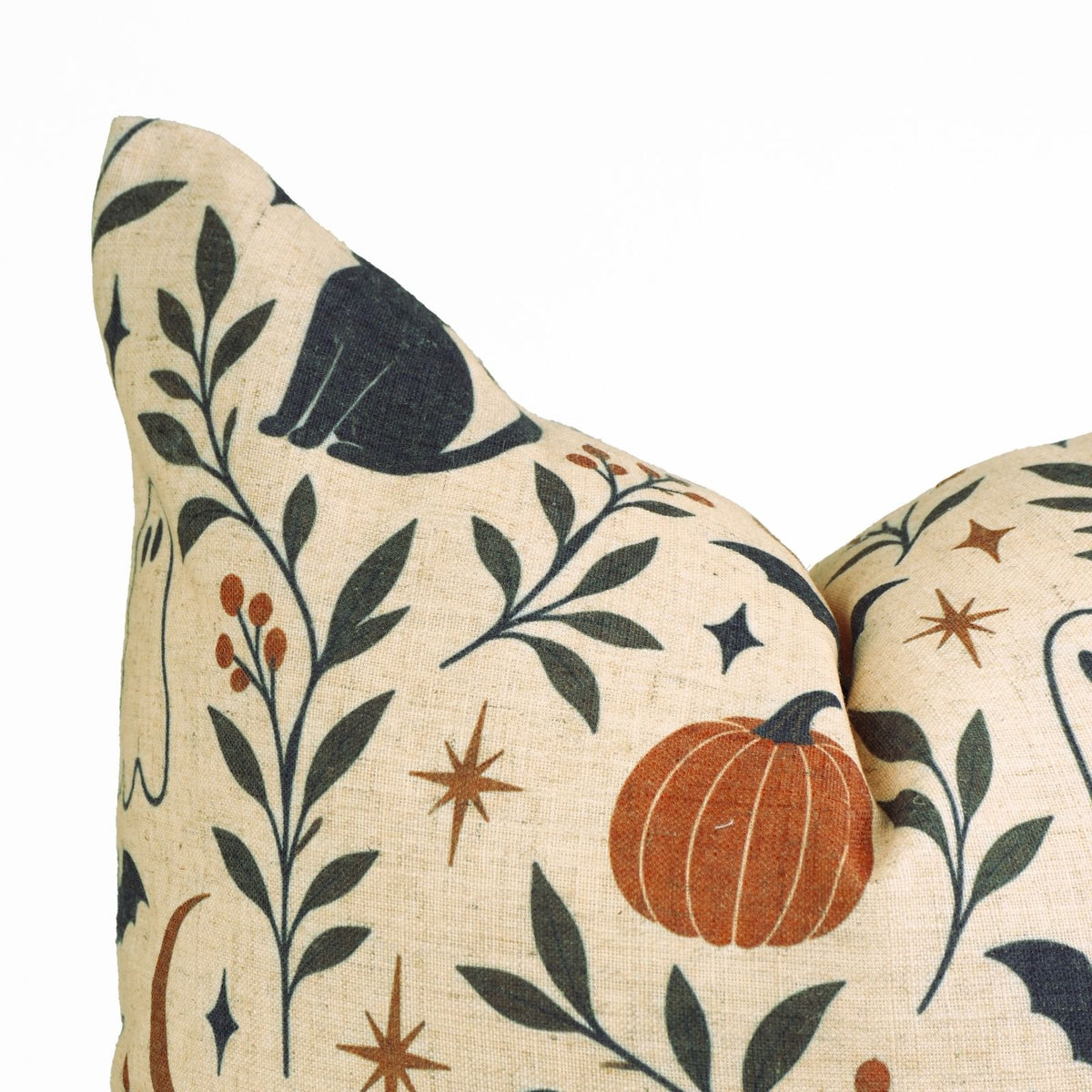 Halloween Black Cat Ghosts Viscose Linen Cushion Cover - Spooky