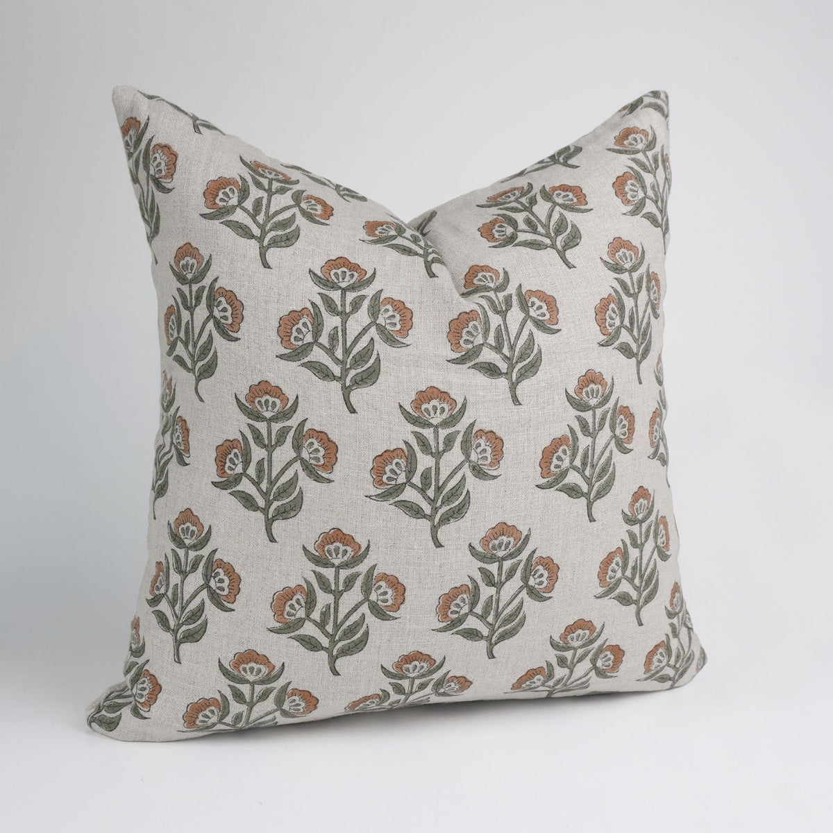 Rust Floral Pure Linen Indian Print Cushion Cover – Bael Patra