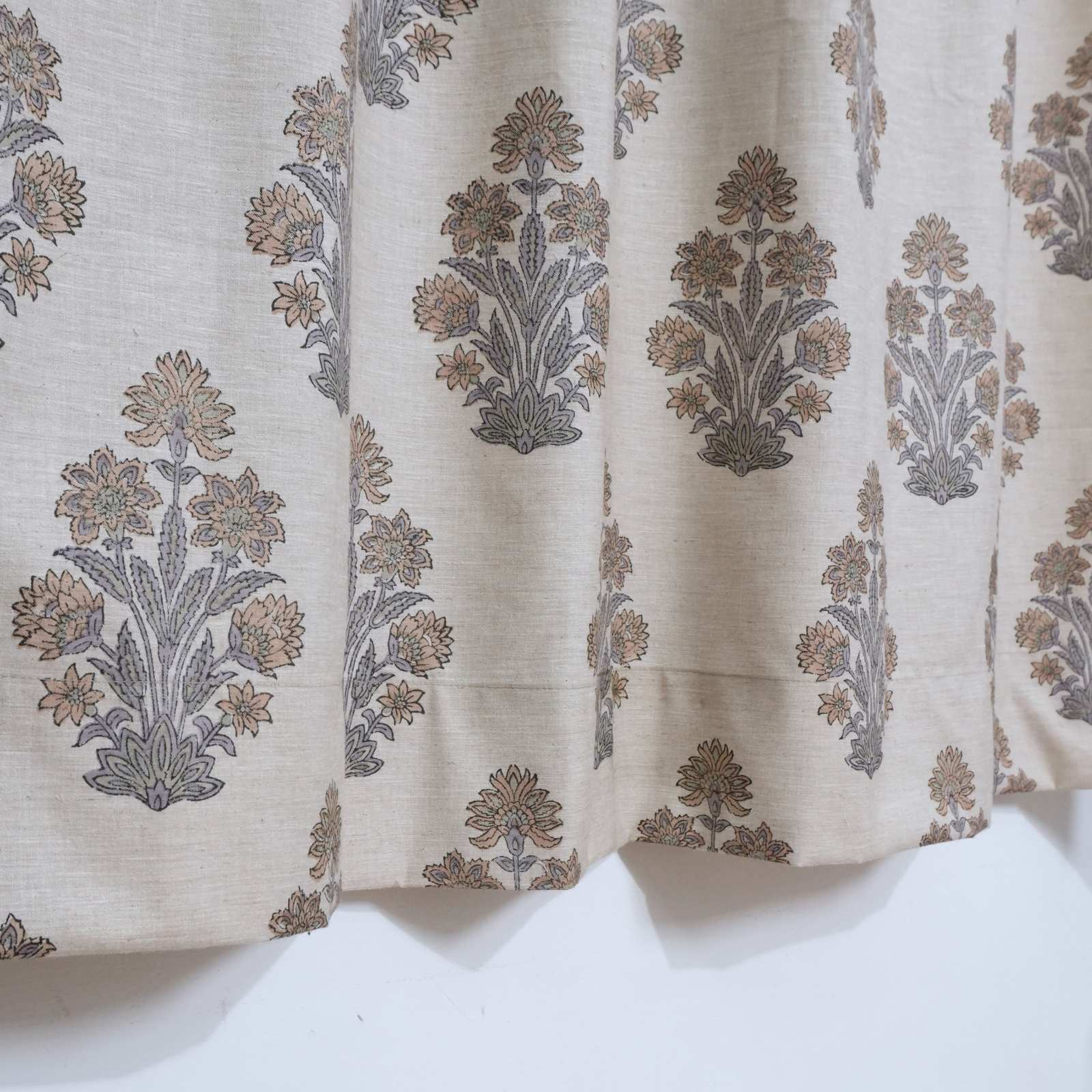 Indian Handmade Morpankh Floral Linen Blend Curtains 