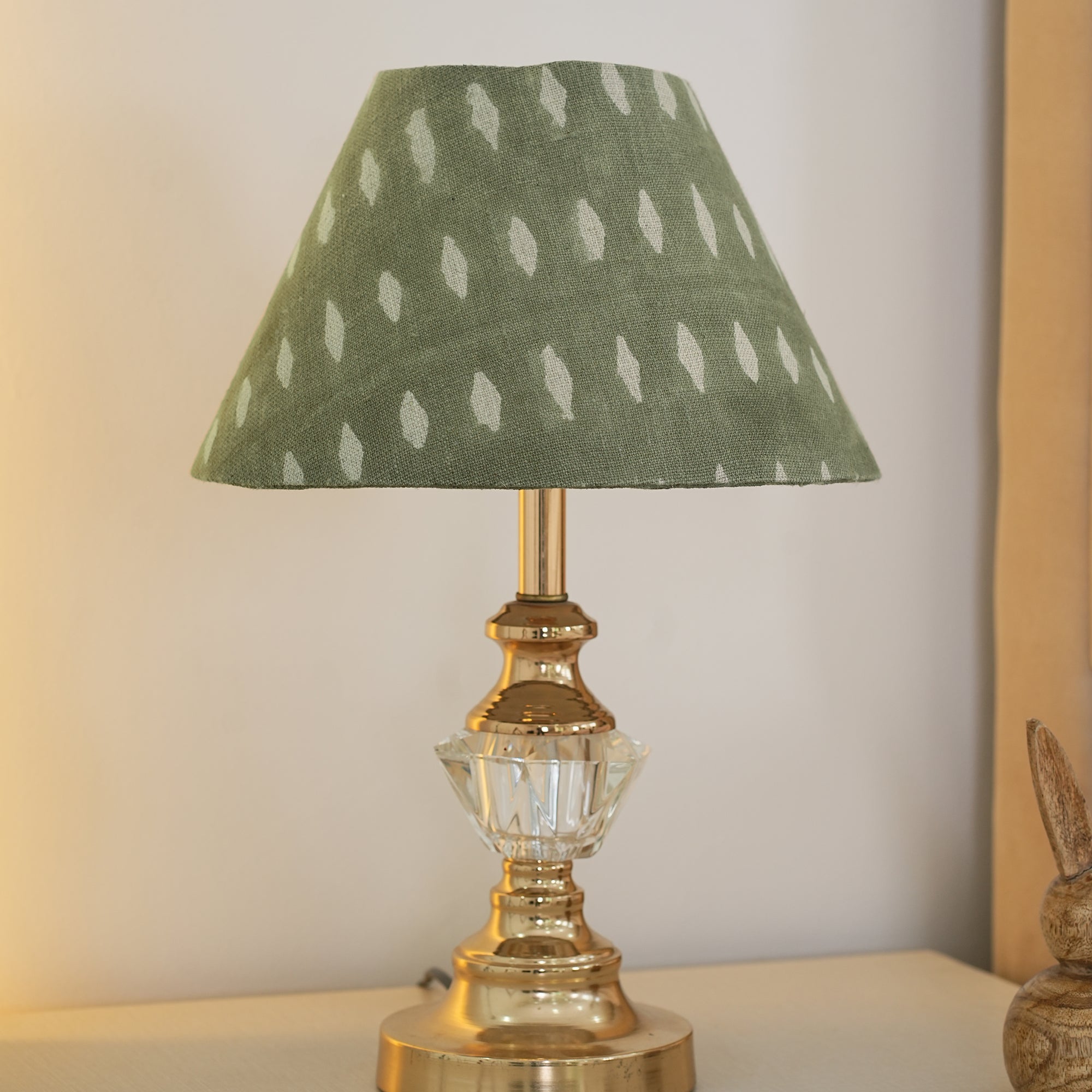 Block Printed Linen Boho Decor Lampshade - Omji Green