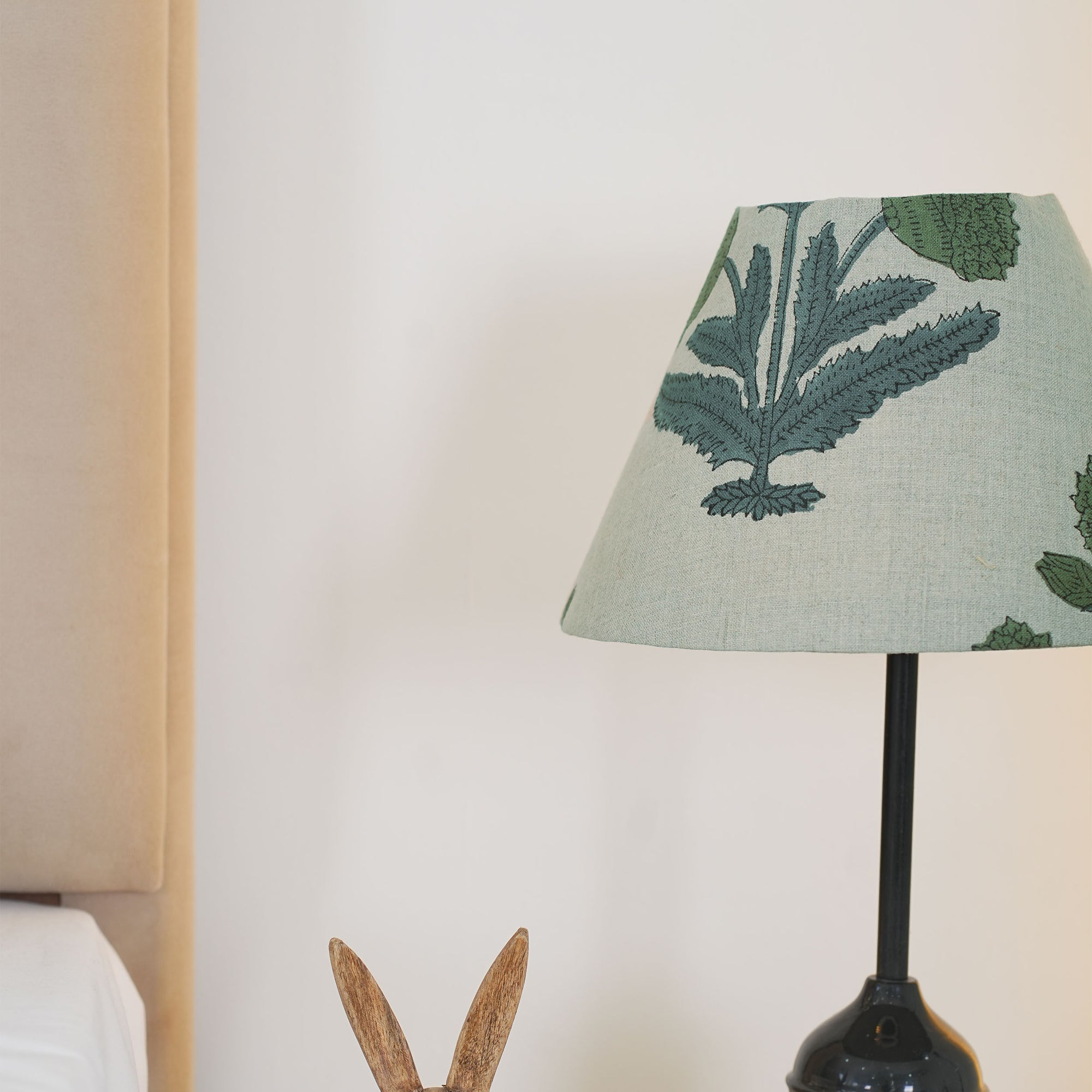 Handcrafted Sage Green Floral Linen Lampshade - Badshah