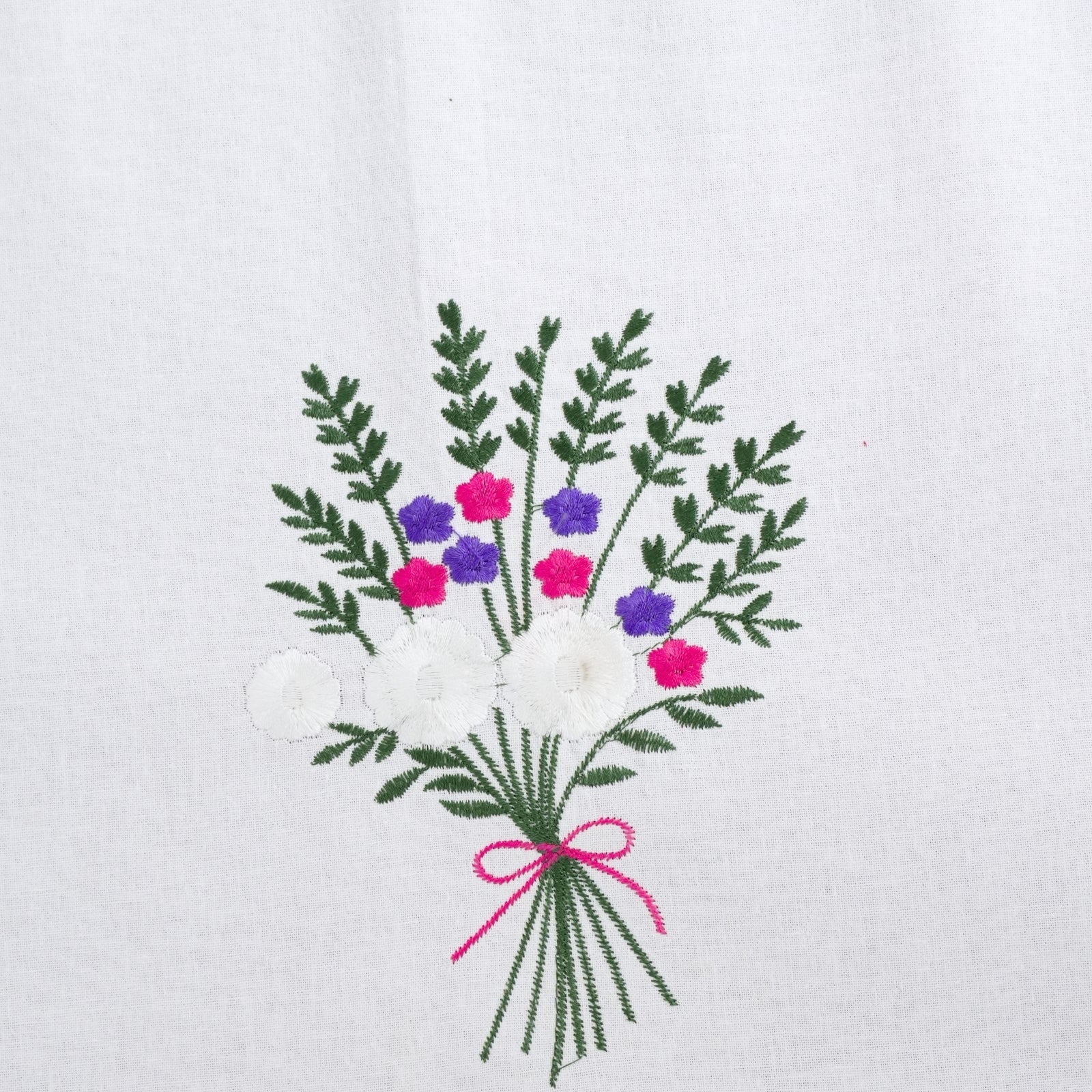 Red Green Floral Boho Embroidered Cotton Table Cover | Farmhouse