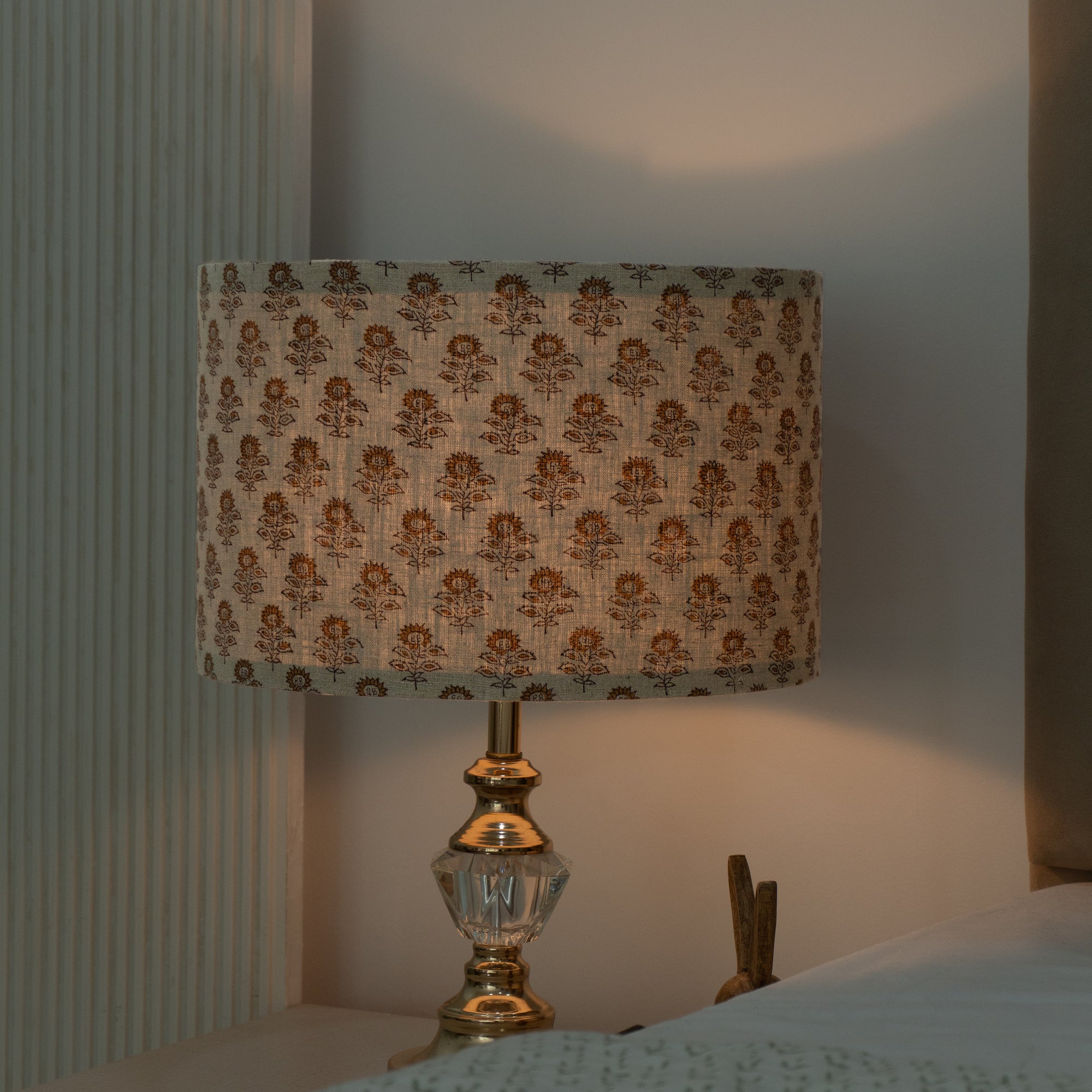 Jaipur Crafted Bagru Buti Pure Linen Floor Lampshade