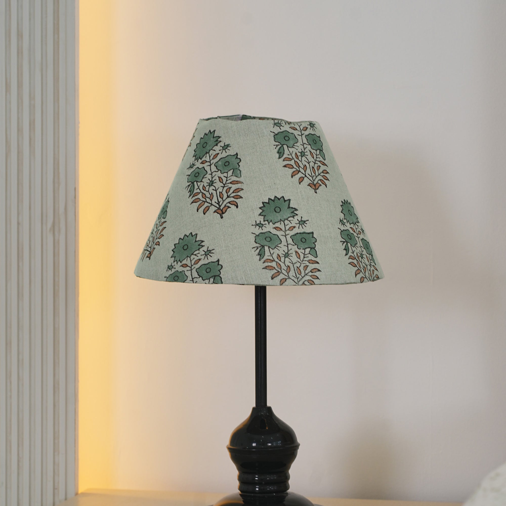 Indian Mayra Brown Block Print Pure Linen Table Lampshade