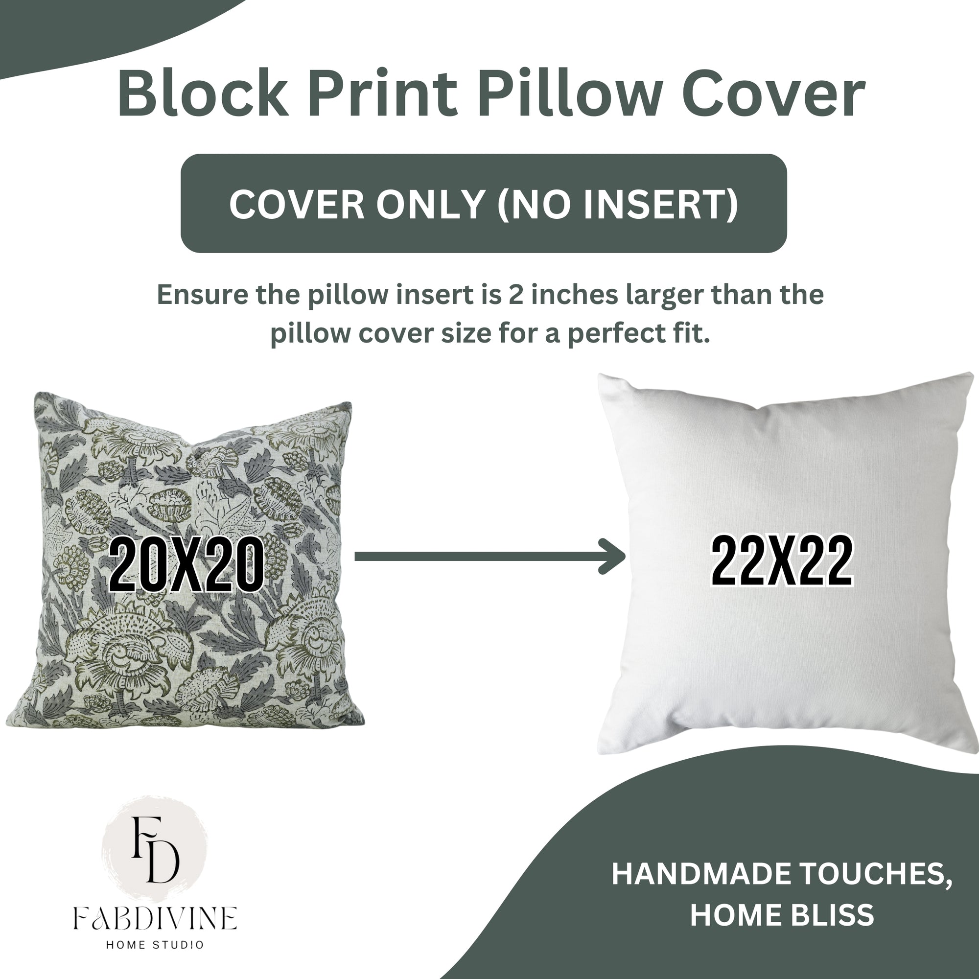 Handmade Block Printed Floral Premium Viscous Linen Pillow Cover - Akashgnaga