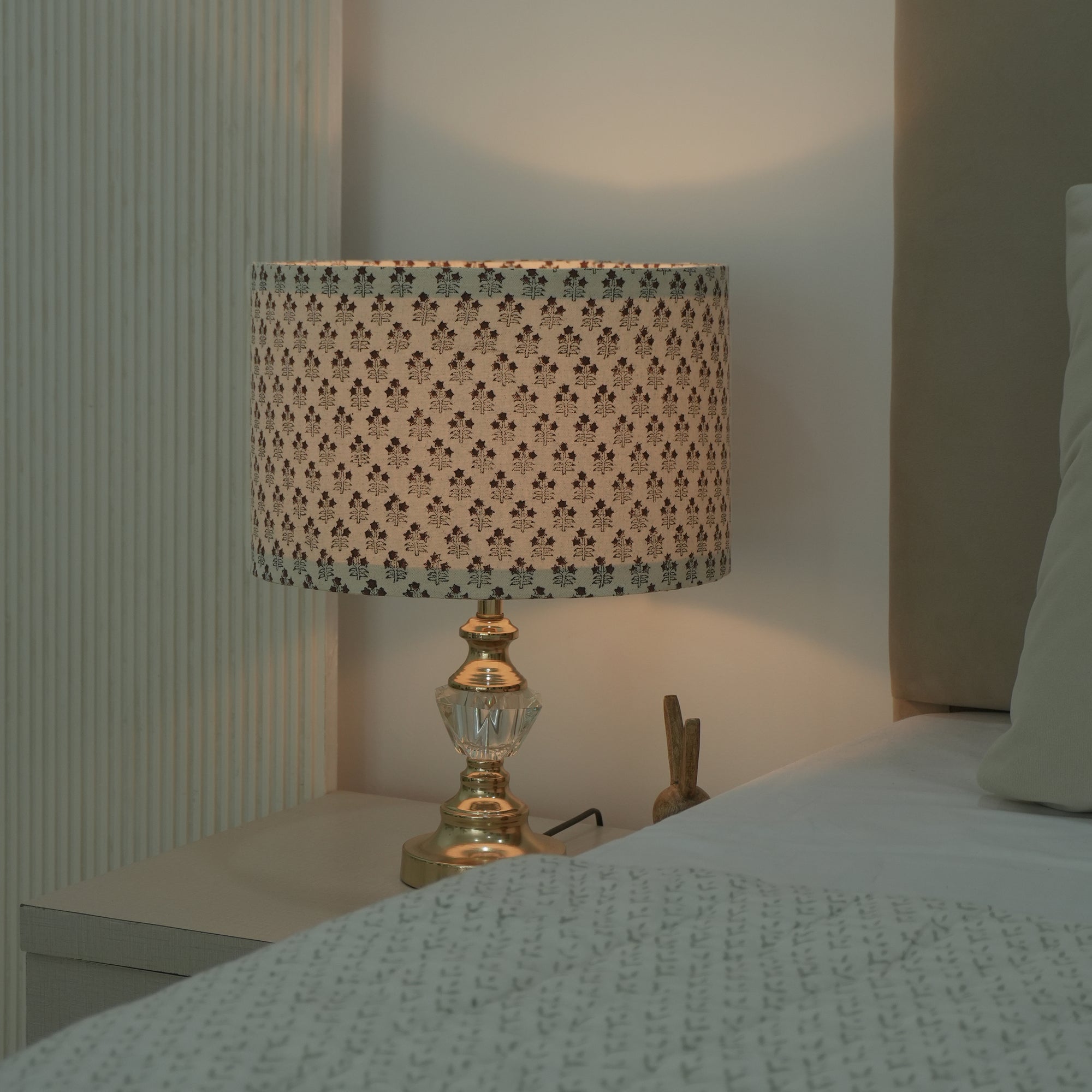 Block Print Duck Canvas Drum Table Lampshade - Keasriya