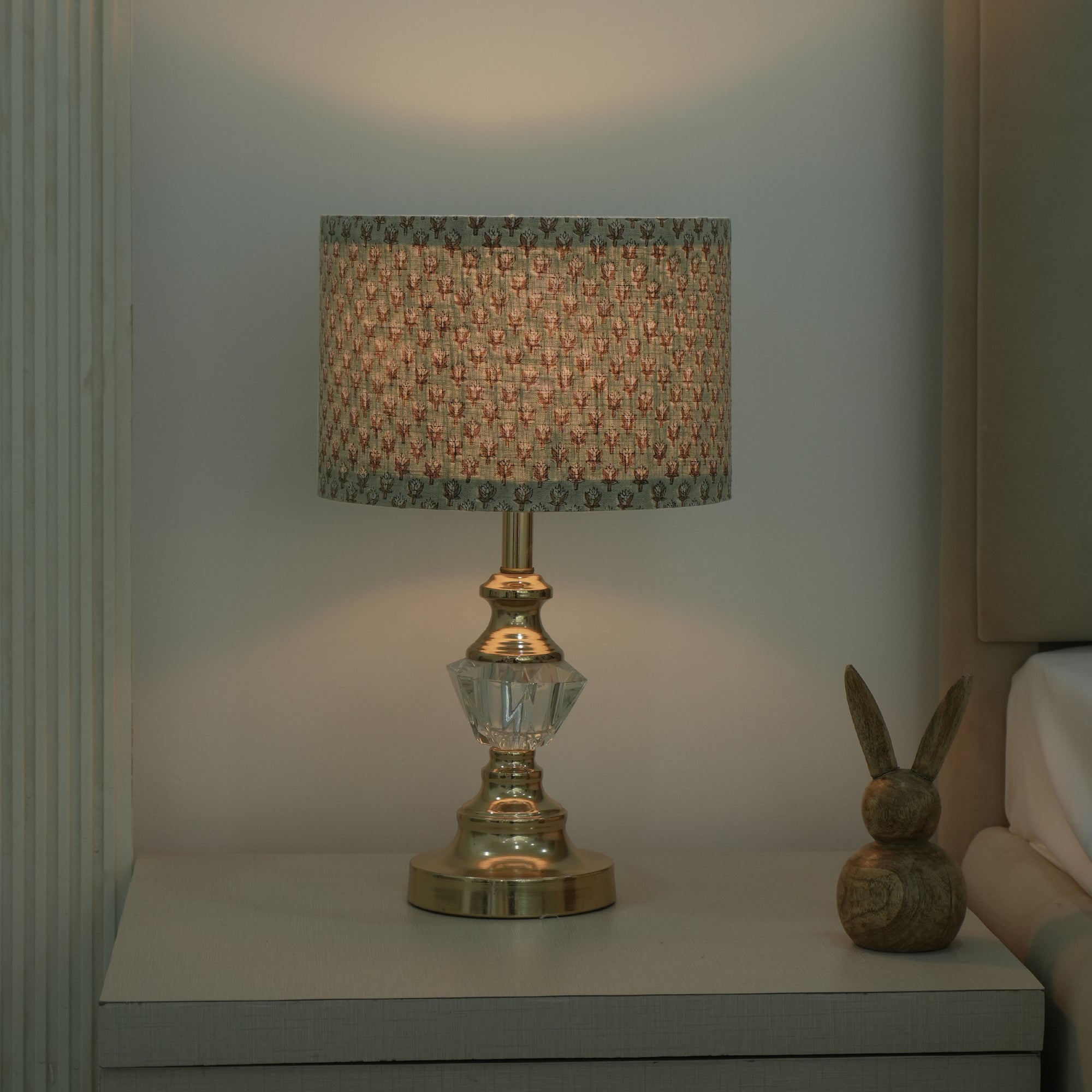 Handcrafted Sage Green Linen Drum Lampshade - Mogra