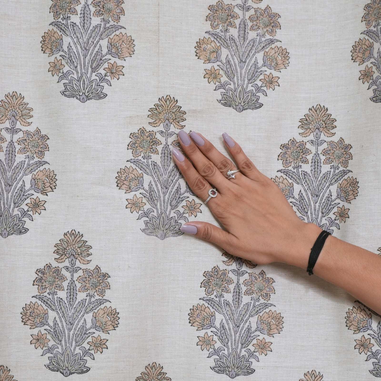 Indian Handmade Morpankh Floral Linen Blend Curtains 