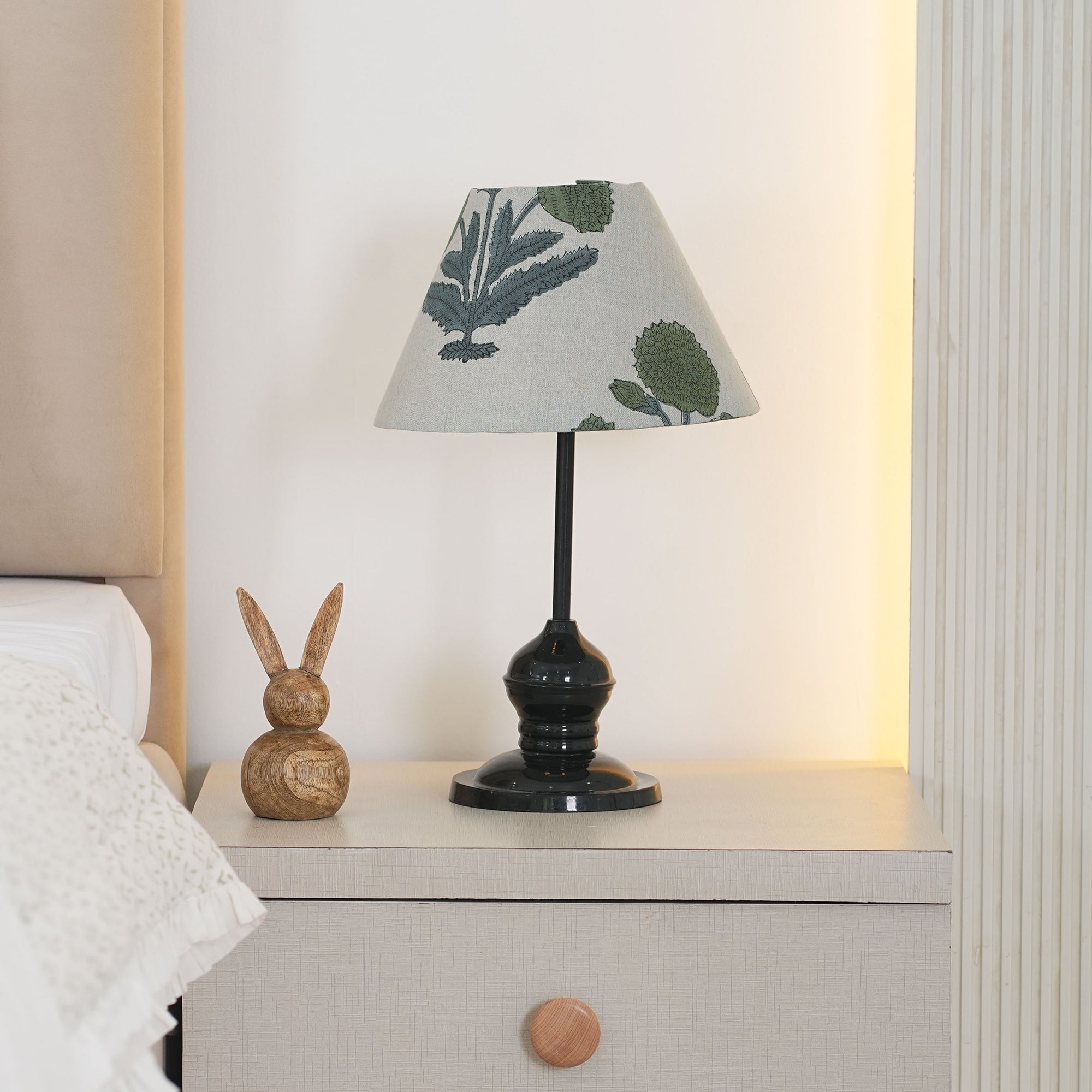 Handcrafted Sage Green Floral Linen Lampshade - Badshah