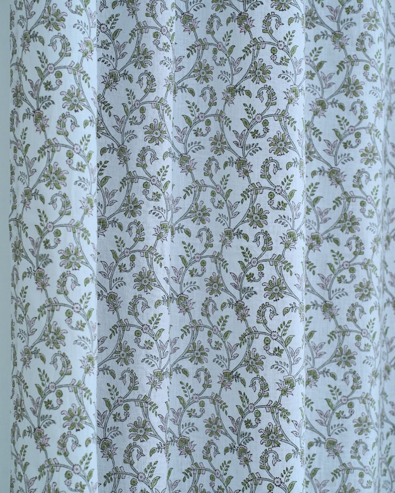 Floral Handcrafted Boho Curtain on Viscose Colored Linen || Varanasi