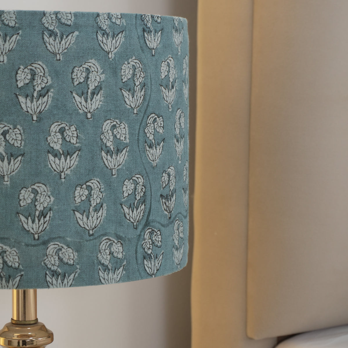 Pure Linen Block Print Bedroom Lampshade - Superstar