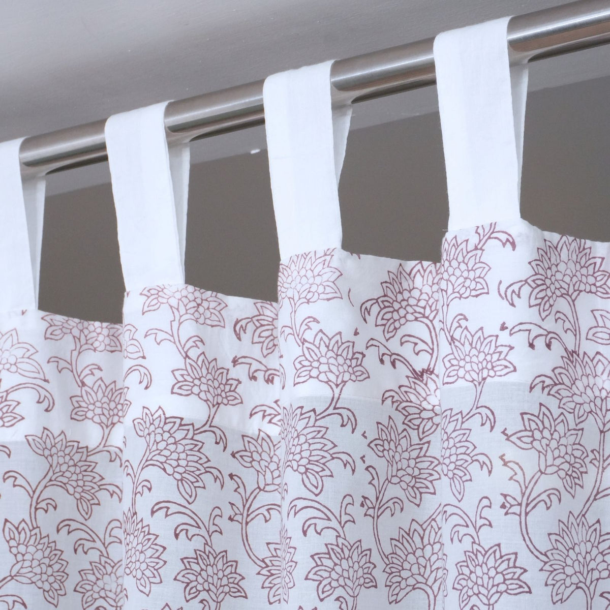 Wooden Block Print 100% Cotton Red Floral Curtain - Rajnigandha