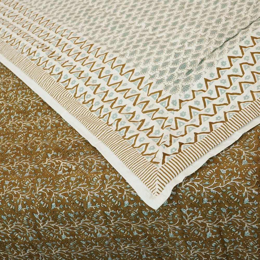 Brown and Gray Soft Cotton Quilts and Blankets Hand Block Printed