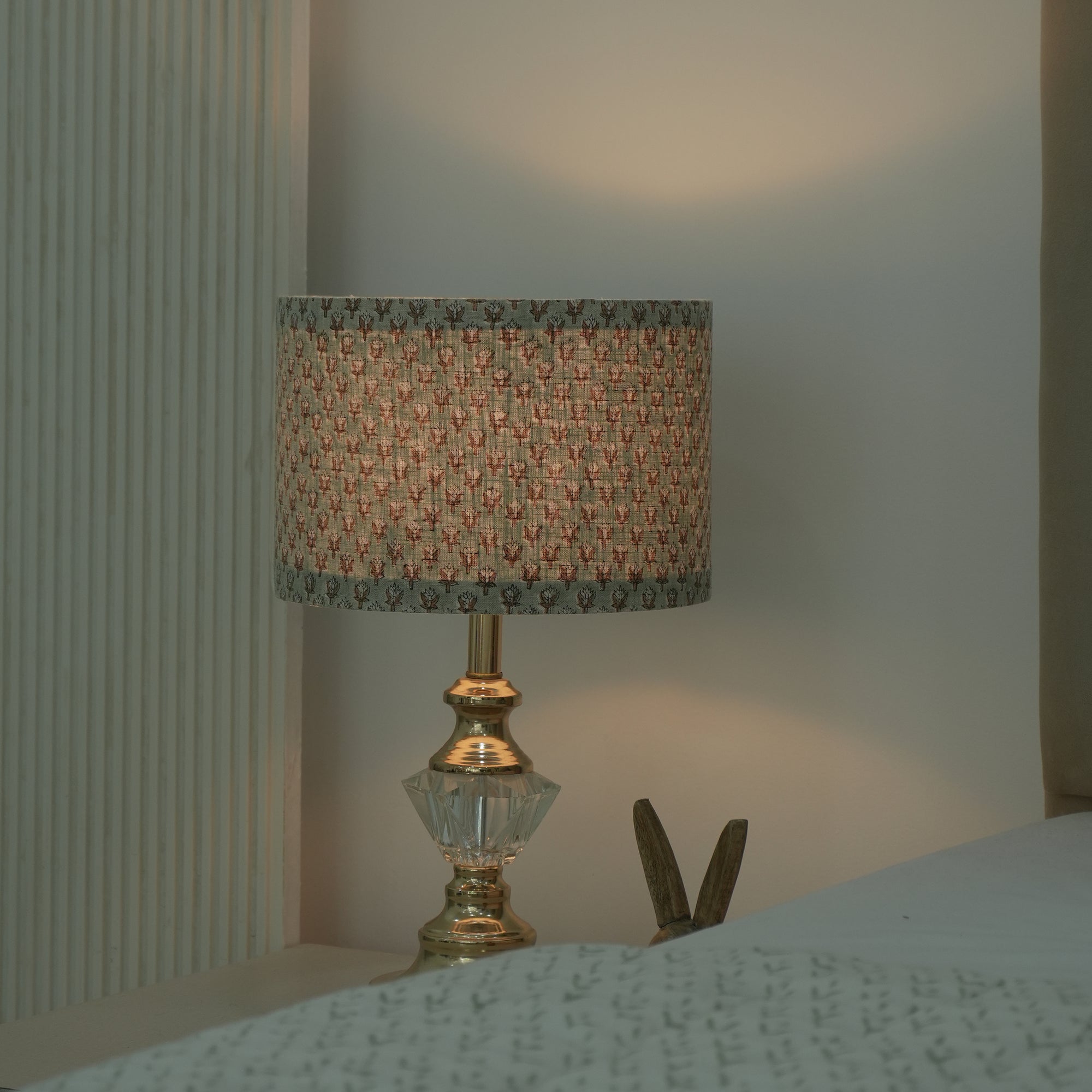 Handcrafted Sage Green Linen Drum Lampshade - Mogra